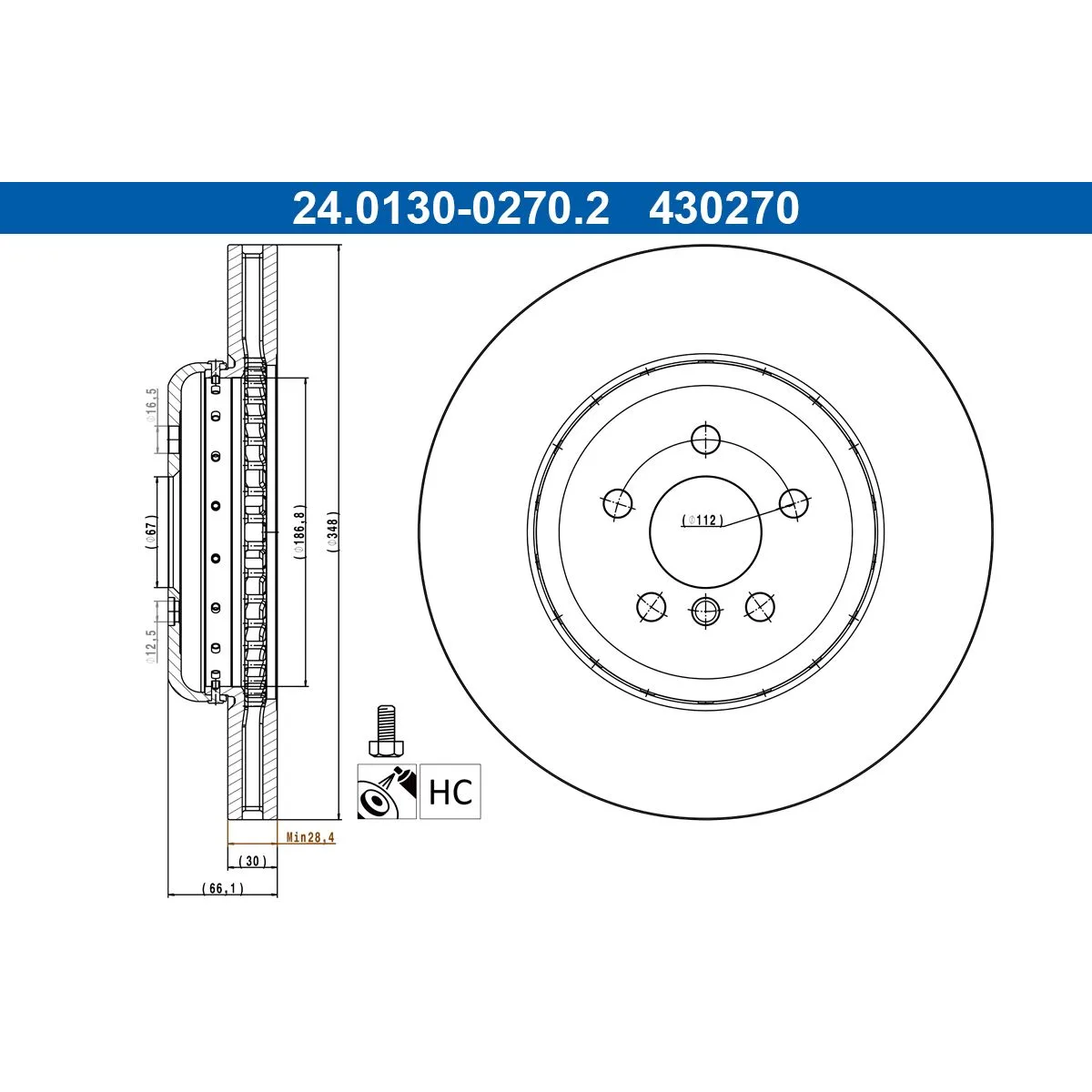 BMW F90 F97 F98 G01… Fren Diski 34116860909 24.0130-0270.2 ATE - BMW yedek parça