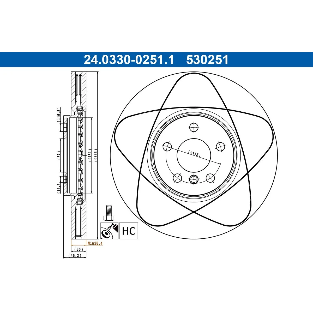 BMW F54 F55 F56 F57… Fren Diski 34116865711 24.0330-0251.1 ATE - BMW yedek parça