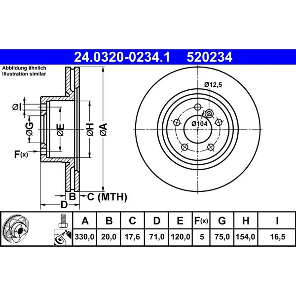 BMW F25 F26 Fren Diski 34206790362 24.0320-0234.1 ATE - BMW yedek parça