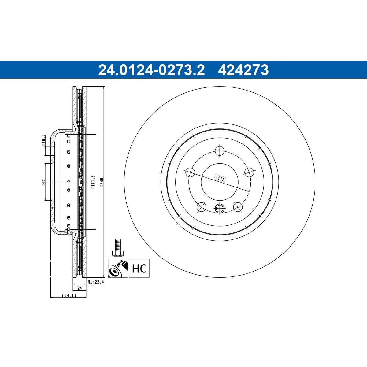BMW F90 F91 F92 F93… Fren Diski 34206880079 24.0124-0273.2 ATE - BMW yedek parça