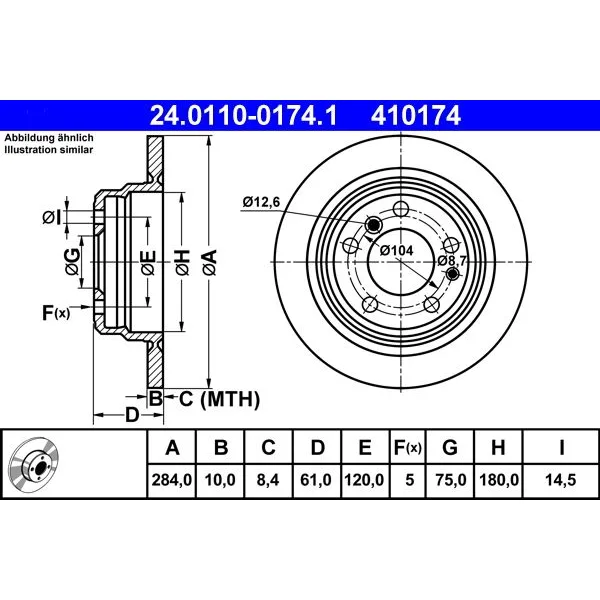 BMW E24 E28 Fren Diski 34211121387 24.0110-0174.1 ATE - BMW yedek parça