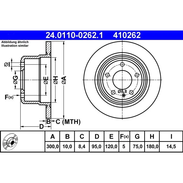 BMW 5 Serisi E34 Fren Diski 34211158576 24.0110-0262.1 ATE - BMW yedek parça
