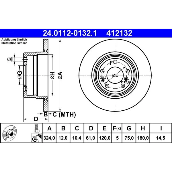BMW E31 E38 Fren Diski 34211159900 24.0112-0132.1 ATE - BMW yedek parça