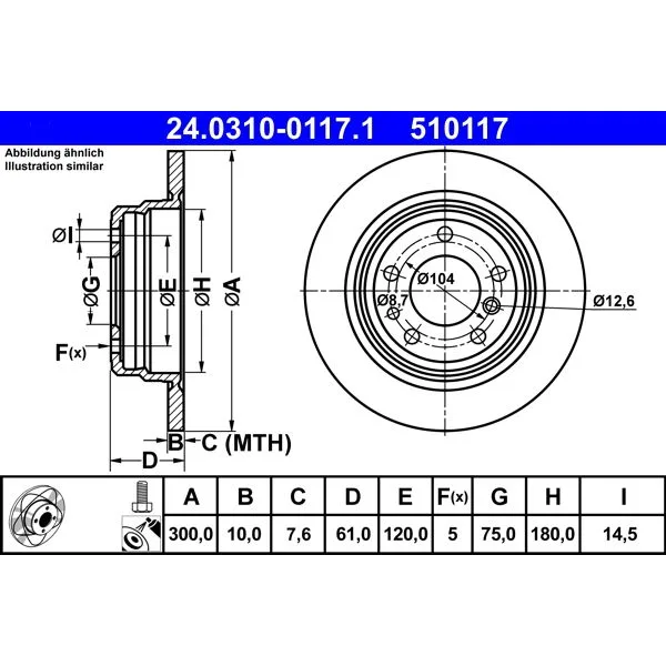 BMW 5 Serisi E34 Fren Diski 34211162305 24.0310-0117.1 ATE - BMW yedek parça