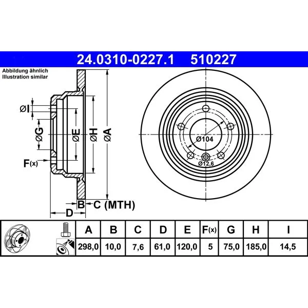 BMW 5 Serisi E39 Fren Diski 34211163669 24.0310-0227.1 ATE - BMW yedek parça