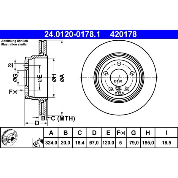 BMW 7 Serisi E65 E66 Fren Diski 34211166127 24.0120-0178.1 ATE - BMW yedek parça
