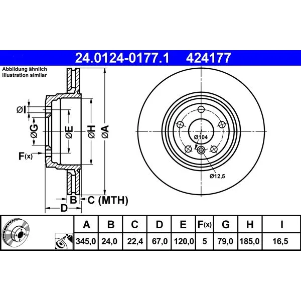 BMW 7 Serisi E65 E66 Fren Diski 34211166129 24.0124-0177.1 ATE - BMW yedek parça