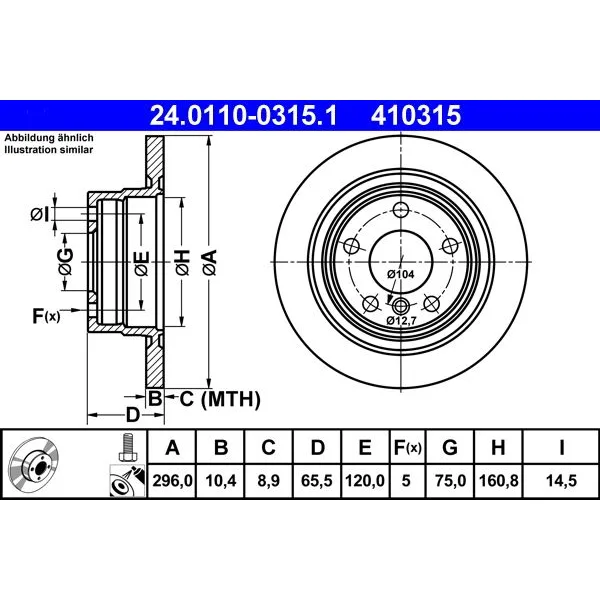 BMW E81 E87 E90 E92 Fren Diski 34216764649 24.0110-0315.1 ATE - BMW yedek parça