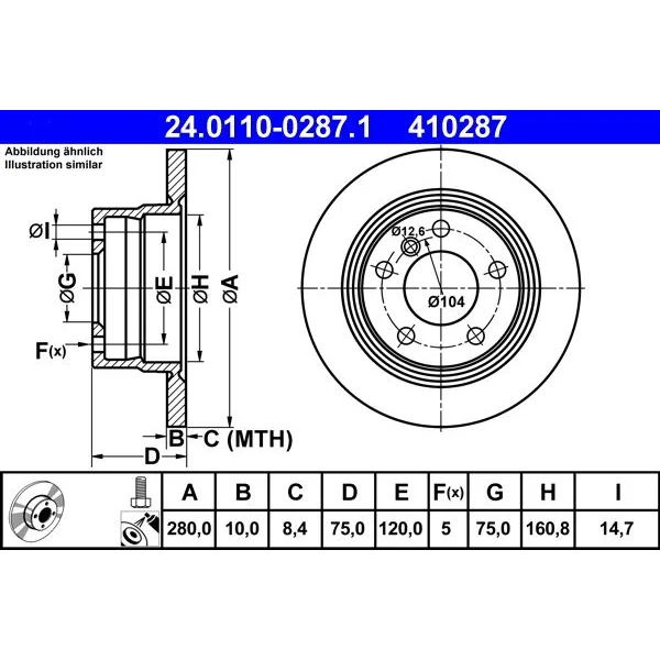 BMW Z4 E85 Fren Diski 34216766225 24.0110-0287.1 ATE - BMW yedek parça