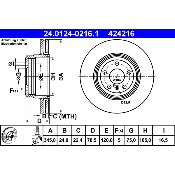 BMW E70 E71 E72 F15… Fren Diski 34216771971 24.0124-0216.1 ATE - BMW yedek parça