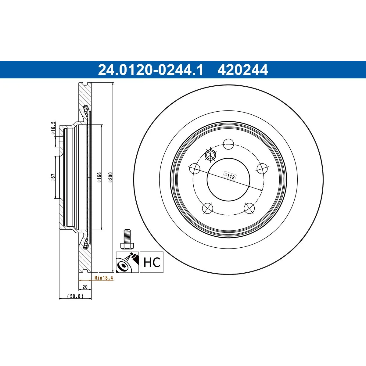BMW F39 F40 F44 F45… Fren Diski 34216799369 24.0120-0244.1 ATE - BMW yedek parça