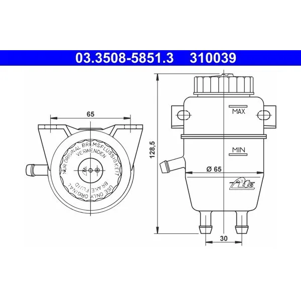 BMW 3 Serisi E21 Fren Hidrolik Deposu 34321112399 03.3508-5851.3 ATE