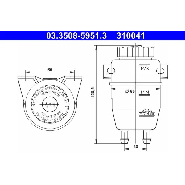 BMW 3 Serisi E21 Fren Hidrolik Deposu 34321112400 03.3508-5951.3 ATE