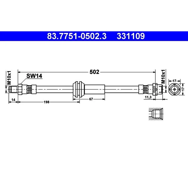 BMW E82 E90 E92 E93 Fren Hortumu 34302283033 83.7751-0502.3 ATE