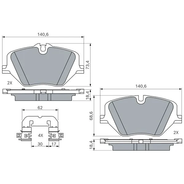 BMW G60 U11 Ön Fren Balatası 34106897141 0986460279 BOSCH