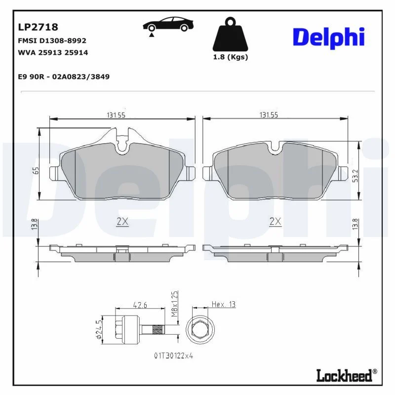 BMW I01 Fren Balatası Ön DELPHI LP2718