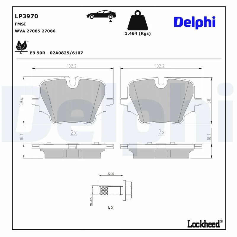 BMW U11 Fren Balatası Arka DELPHI LP3970