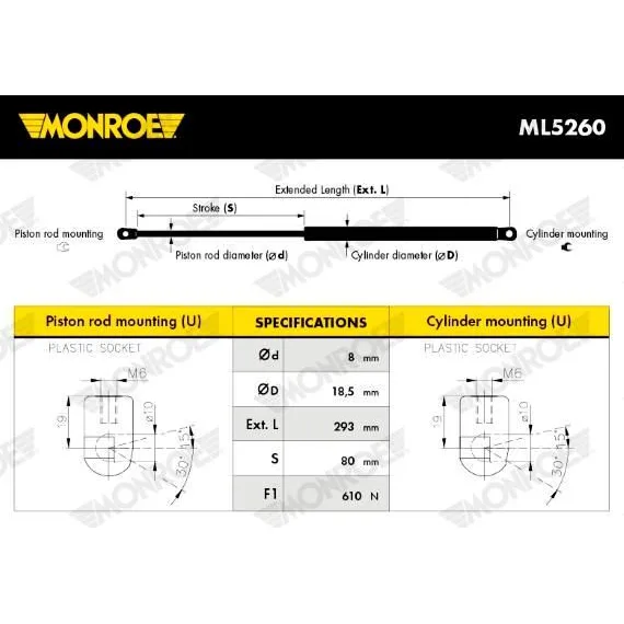 BMW 3 Serisi E36 Bagaj Amortisörü 51242264448 ML5260 MONROE - BMW yedek parça
