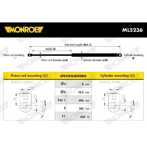 BMW 3 Serisi E36 Bagaj Amortisörü 51242491349 ML5236 MONROE - BMW yedek parça