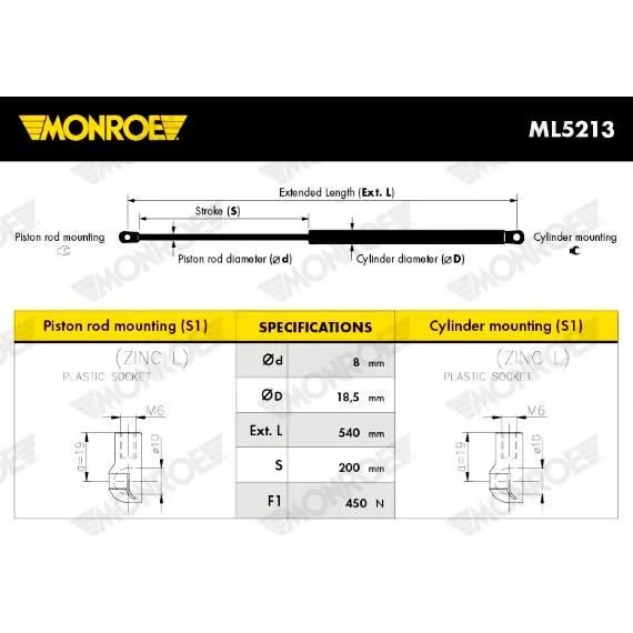 BMW 3 Serisi E46 Bagaj Amortisörü 51248232873 ML5213 MONROE - BMW yedek parça