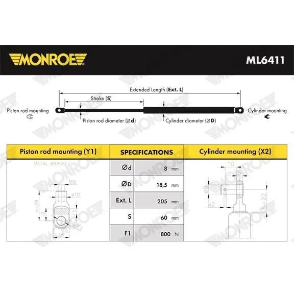 BMW 3 Serisi E46 Tente Amortisörü 54318268980 ML6411 MONROE - BMW yedek parça