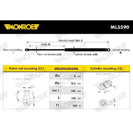 BMW 5 Serisi E39 Bagaj Amortisörü 51248222913 ML5590 MONROE - BMW yedek parça