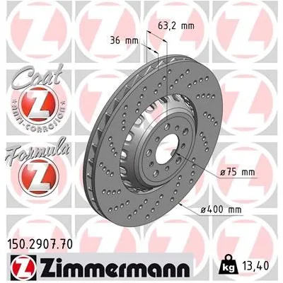 BMW 5 Serisi F10 M5 Ön Fren Diski Sol 34112284101 ZIMMERMANN