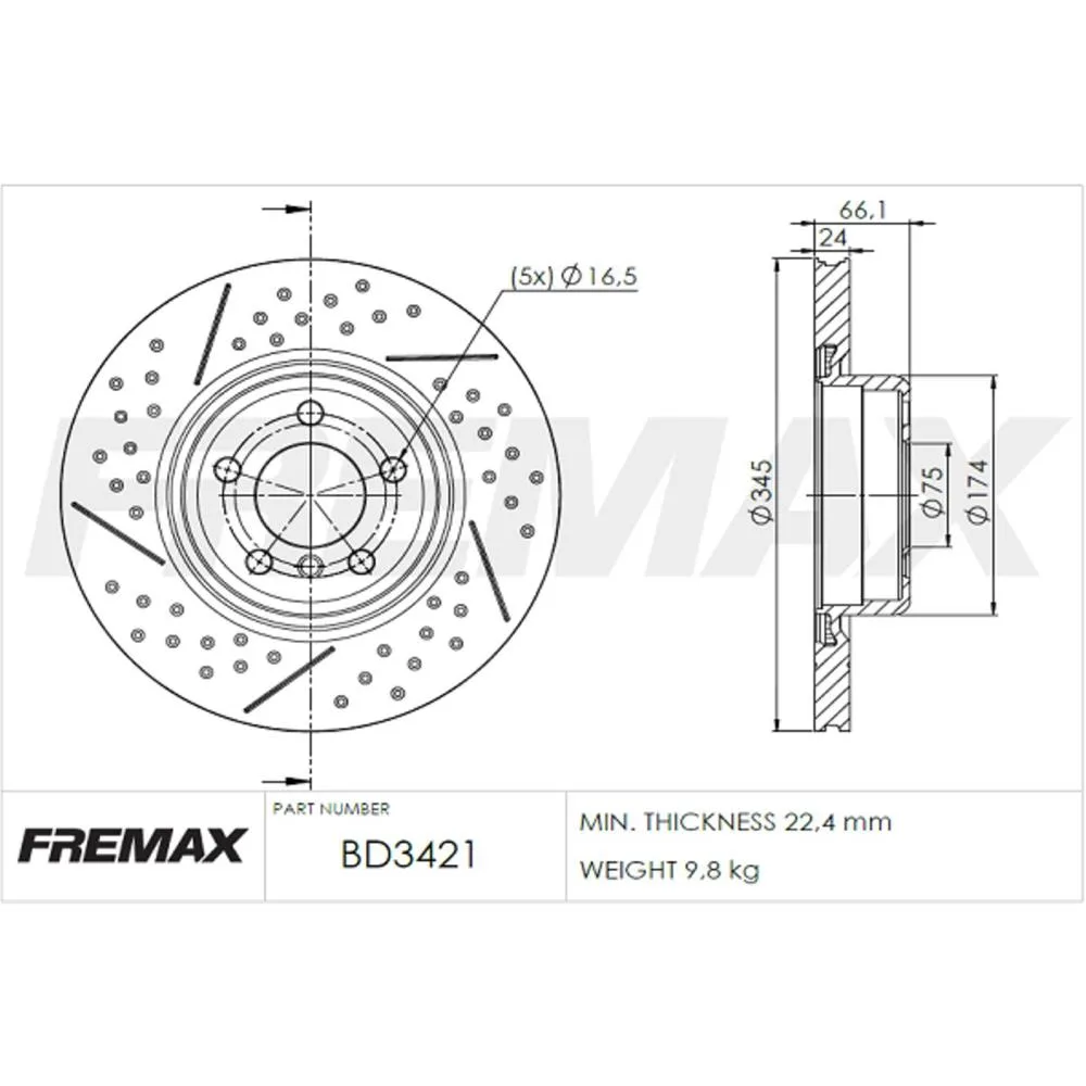 BMW Arka Fren Diski 34206797598 BD3421 FREMAX - BMW yedek parça