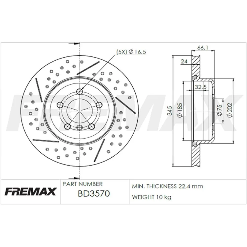 BMW Arka Fren Diski 34206797600 BD3570 FREMAX - BMW yedek parça