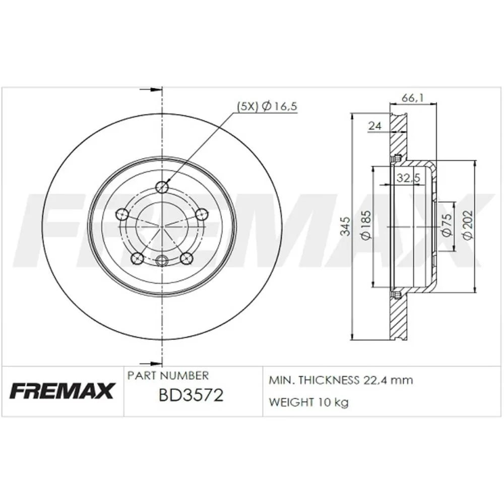 BMW Arka Fren Diski 34206797607 BD3572 FREMAX - BMW yedek parça