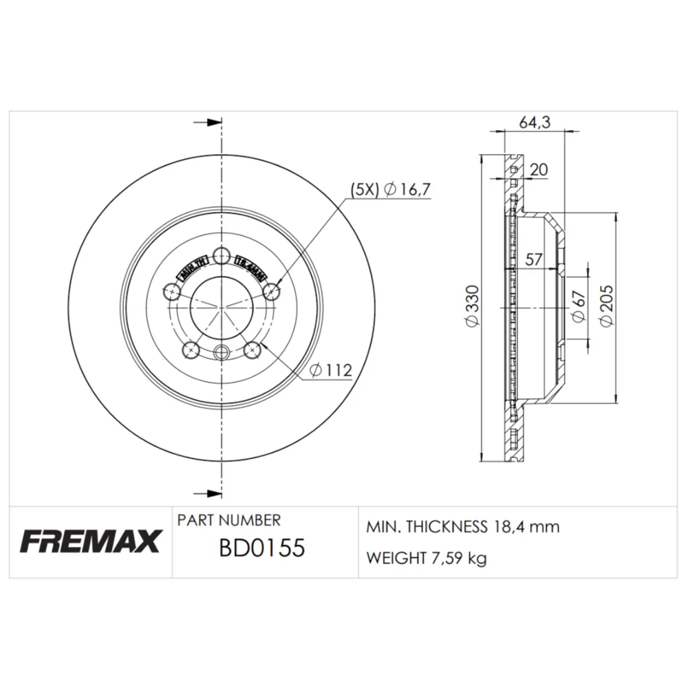 BMW Arka Fren Diski 34206865724 BD0155 FREMAX - BMW yedek parça