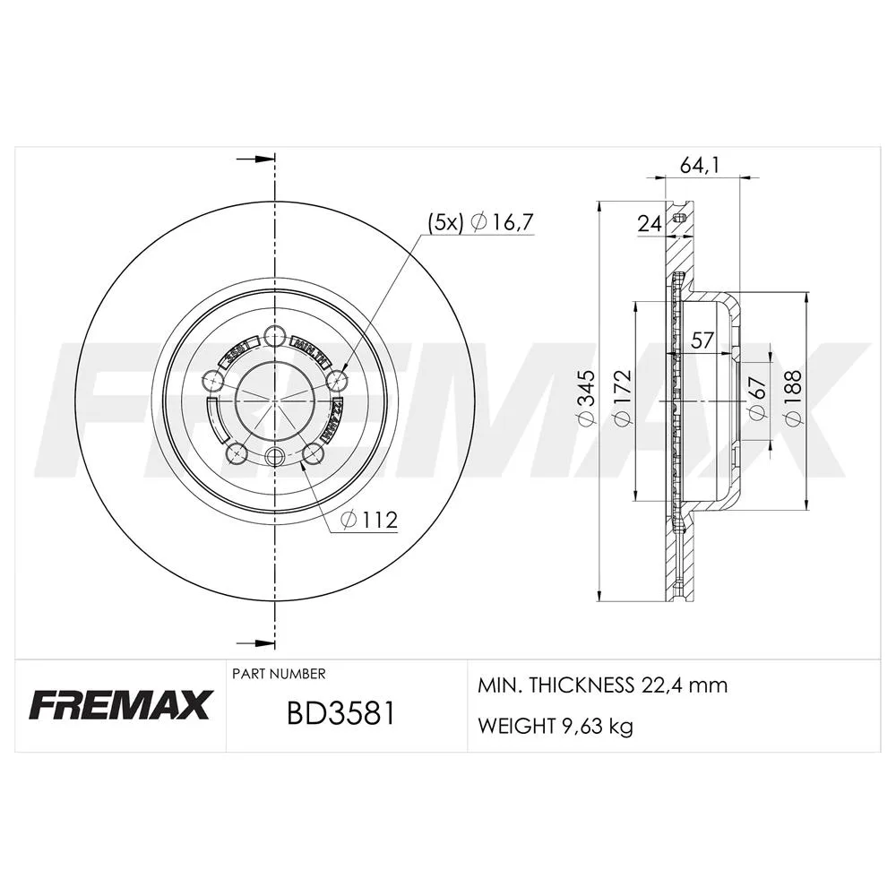 BMW Arka Fren Diski 34206880079 BD3581 FREMAX - BMW yedek parça