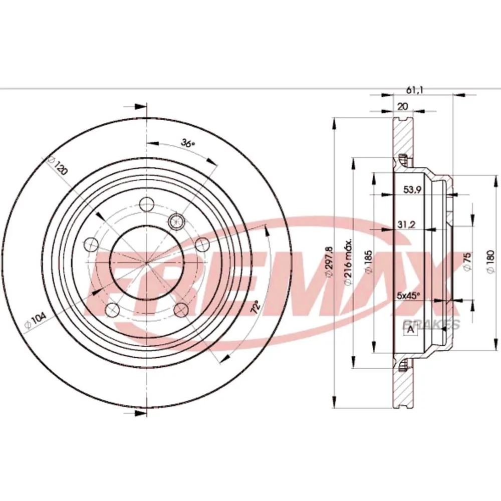 BMW Arka Fren Diski 34211163153 BD3153 FREMAX - BMW yedek parça
