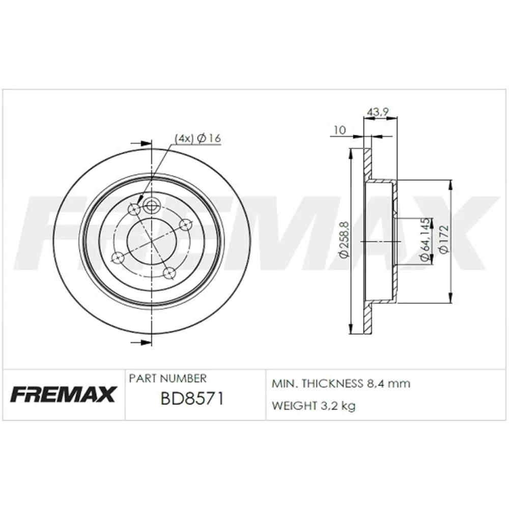 BMW Arka Fren Diski 34211503070 BD8571 FREMAX - BMW yedek parça