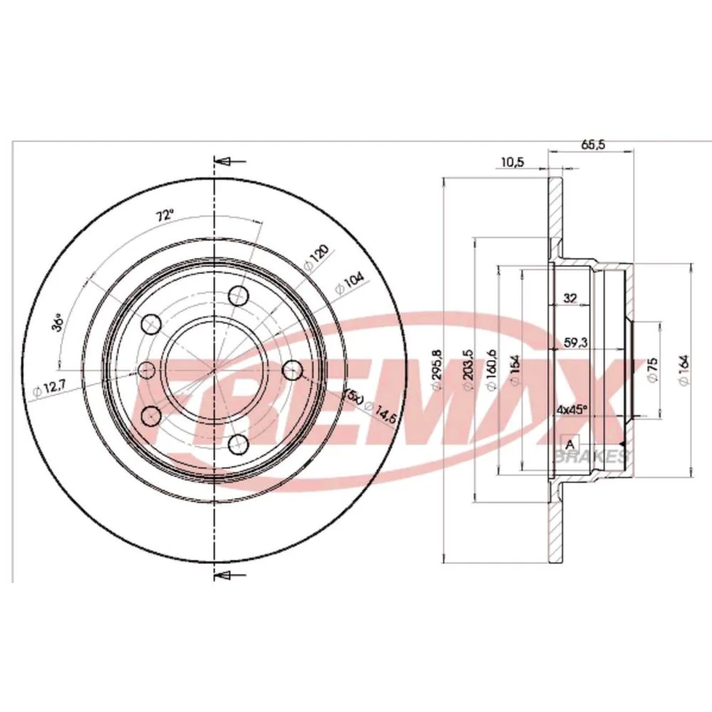 BMW Arka Fren Diski 34214031725 BD1725 FREMAX - BMW yedek parça