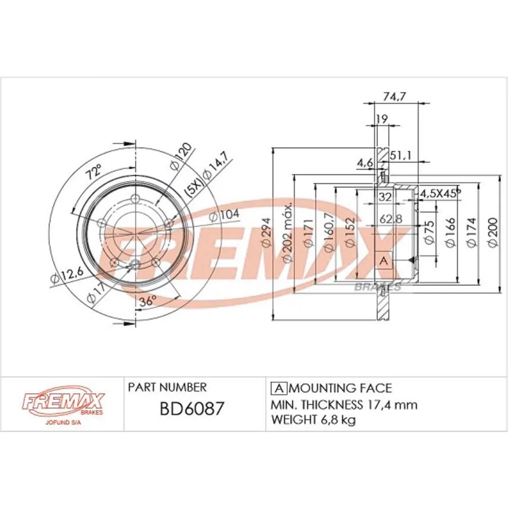 BMW Arka Fren Diski 34216754137 BD6087 FREMAX - BMW yedek parça