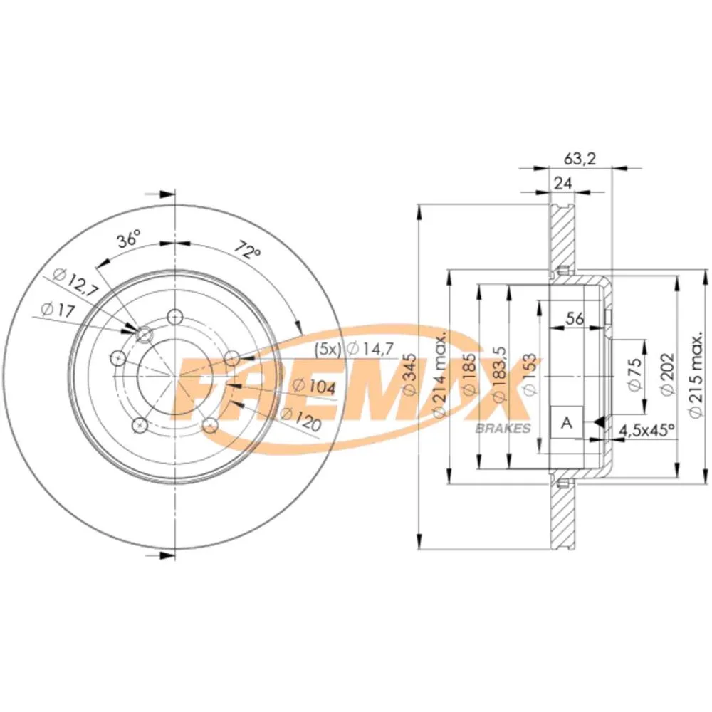 BMW Arka Fren Diski 34216763827 BD3403 FREMAX - BMW yedek parça