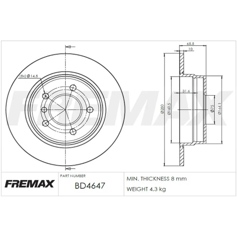BMW Arka Fren Diski 34216764647 BD4647 FREMAX - BMW yedek parça