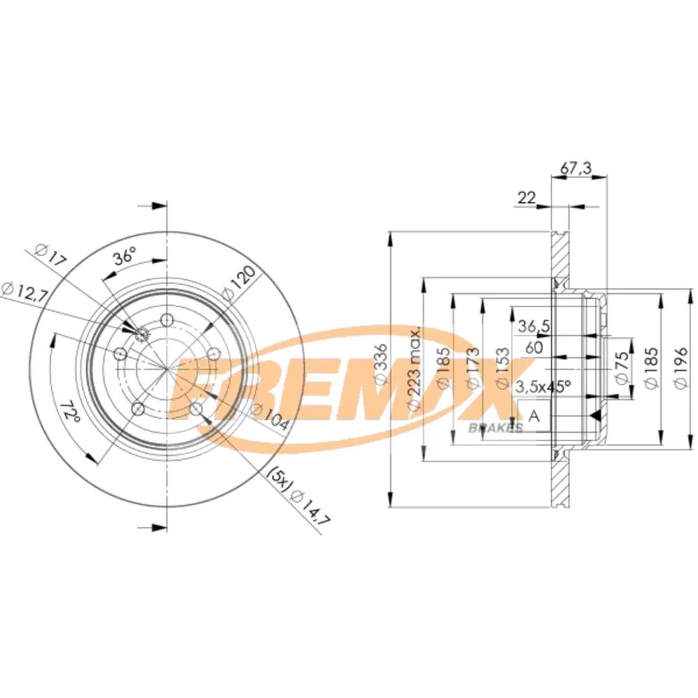 BMW Arka Fren Diski 34216764655 BD4655 FREMAX - BMW yedek parça