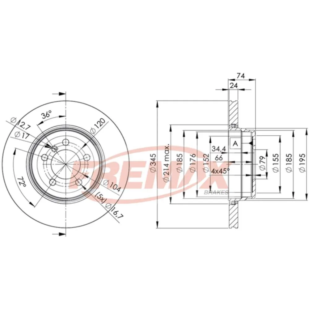 BMW Arka Fren Diski 34216765889 BD3409 FREMAX - BMW yedek parça