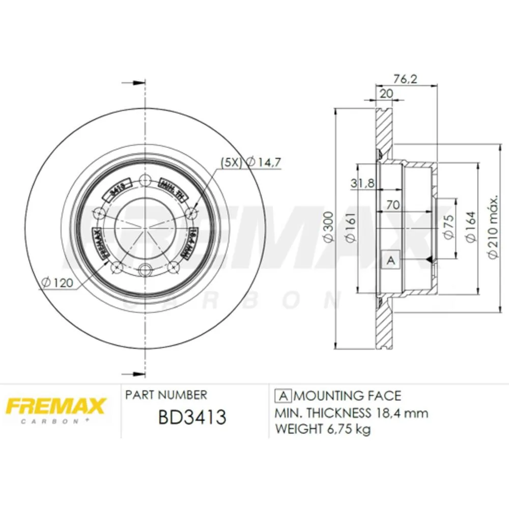 BMW Arka Fren Diski 34216778051 BD3413 FREMAX - BMW yedek parça