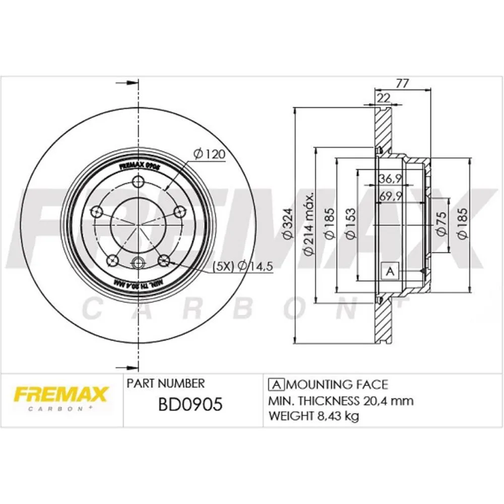 BMW Arka Fren Diski 34216778649 BD0905 FREMAX - BMW yedek parça