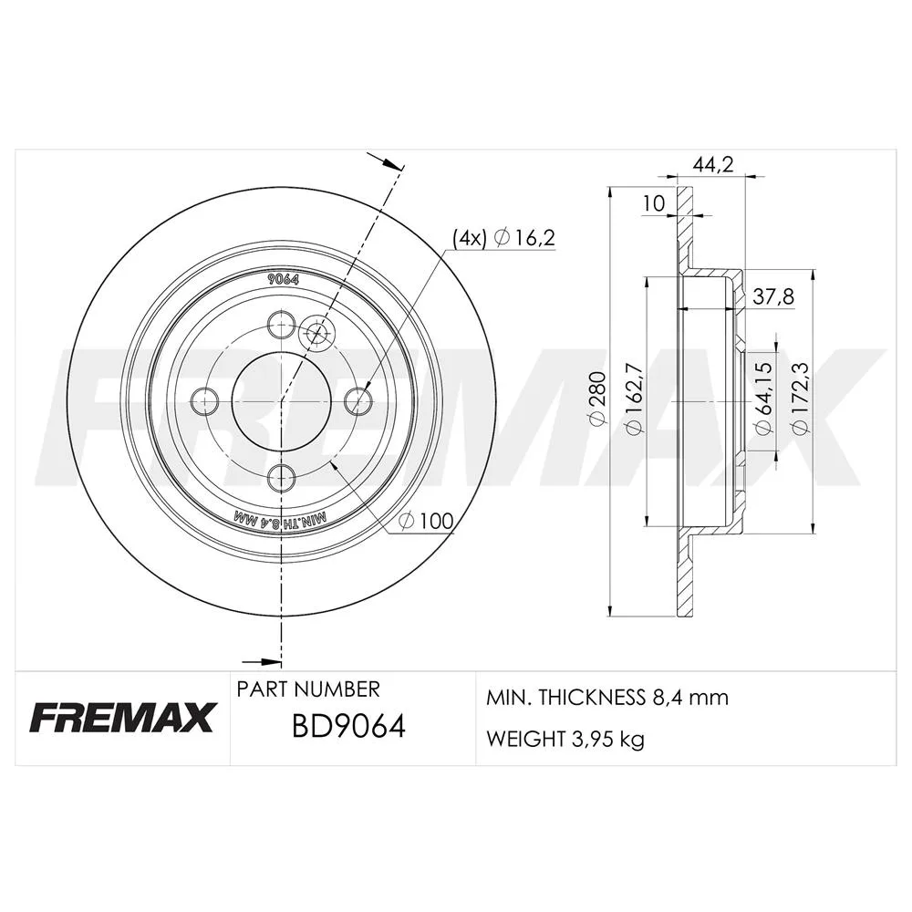 BMW Arka Fren Diski 34216784389 BD9064 FREMAX - BMW yedek parça