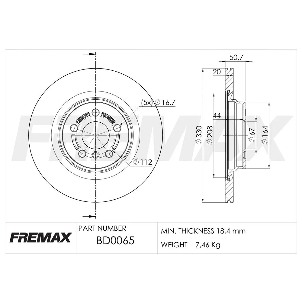 BMW Arka Fren Diski 34216799371 BD0065 FREMAX - BMW yedek parça