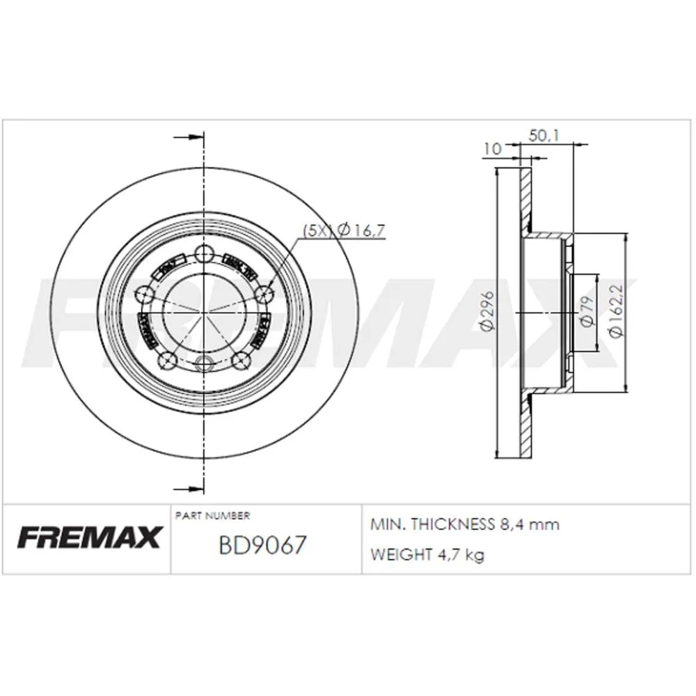 BMW Arka Fren Diski 34219808513 BD9067 FREMAX - BMW yedek parça