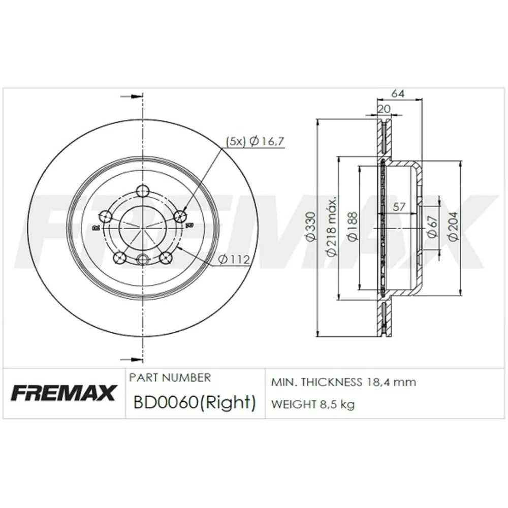 BMW Arka Sağ Fren Diski 34216882246 BD0060 FREMAX - BMW yedek parça