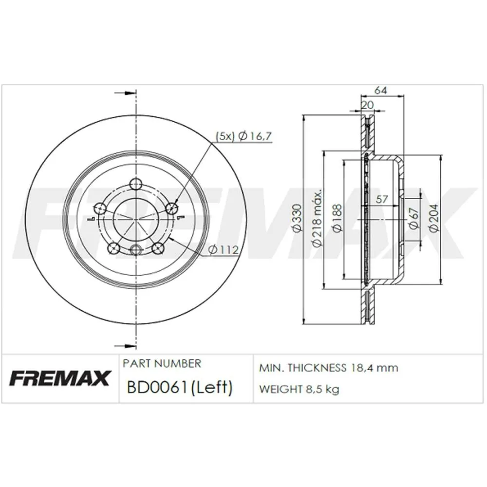 BMW Arka Sol Fren Diski 34206865724 BD0061 FREMAX - BMW yedek parça