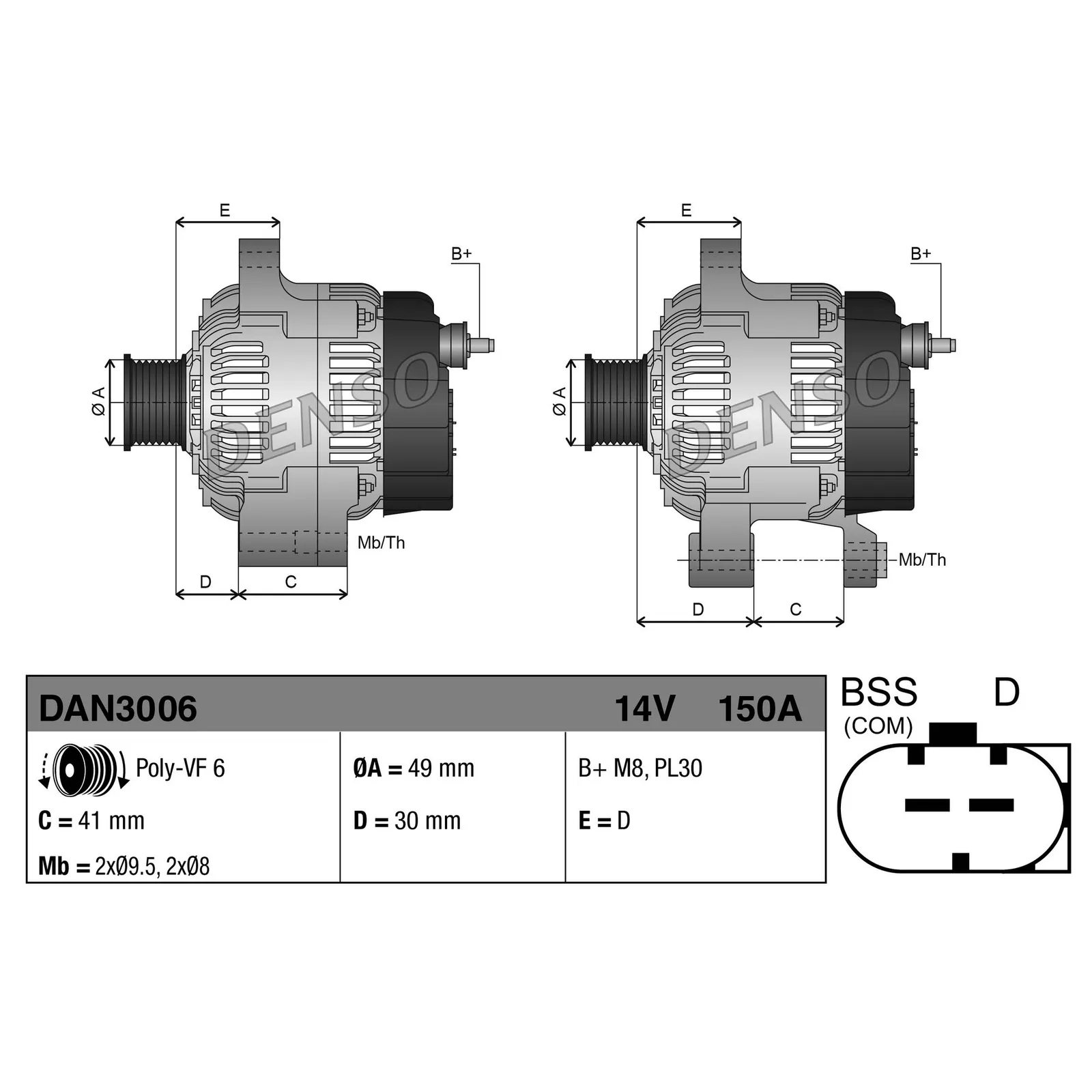 BMW E46 E60 E81 E82… Alternatör 12317521384 DAN3006 DENSO - BMW yedek parça