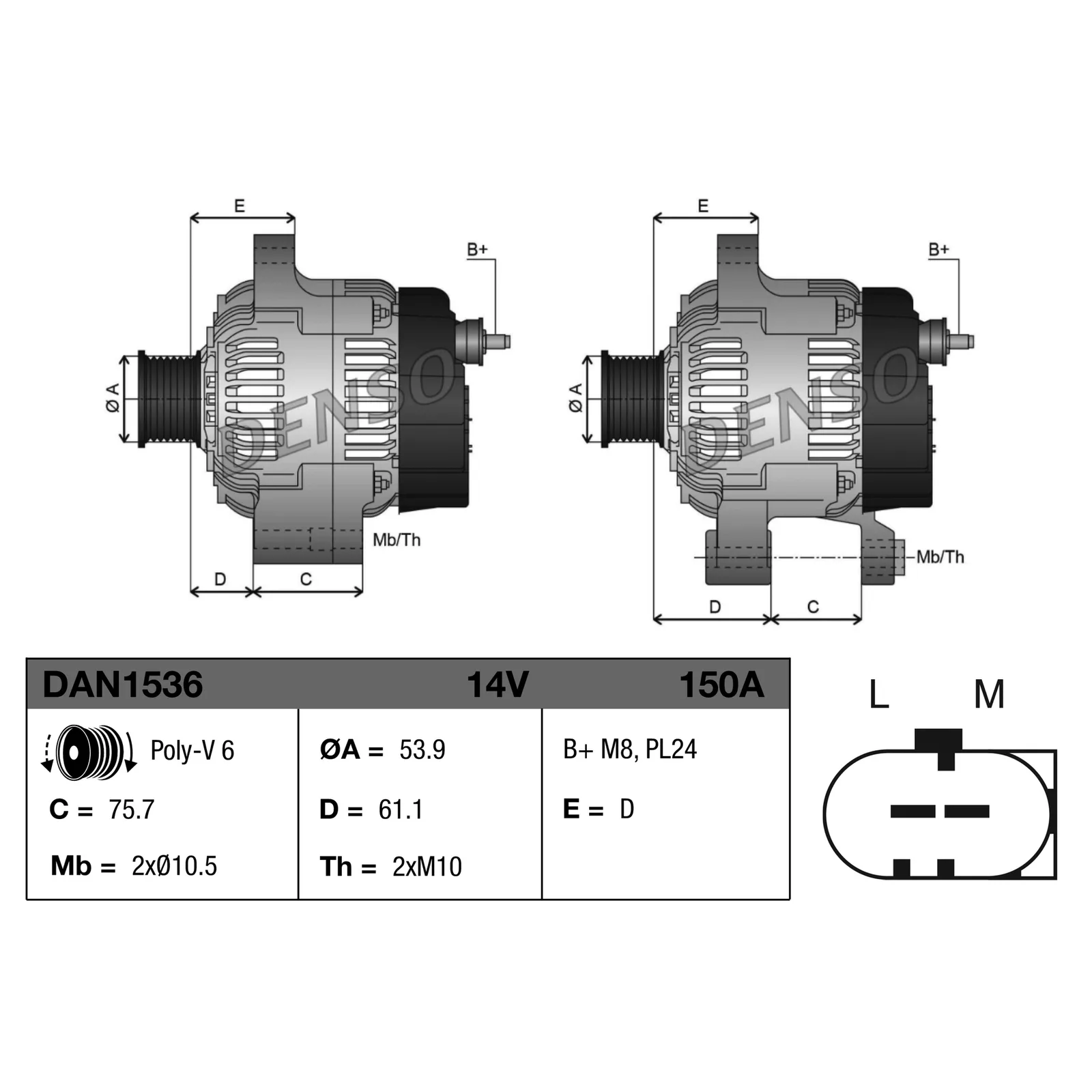 BMW E53 E83 Alternatör 12317789980 DAN1536 DENSO - BMW yedek parça