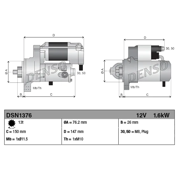 BMW E90 F01 F02 F04… Marş Motoru 12417631558 DSN1376 DENSO - BMW yedek parça